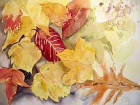 Aquarellbild Herbstlaub