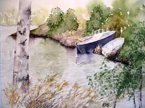 Aquarellbild Boote in Lillehammer