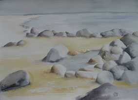 Aquarellbild Am Strand 1