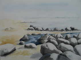 Aquarellbild Am Strand 2