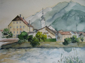 Aquarellbild Pfunds in Tirol