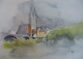 Aquarellbild Regensburg