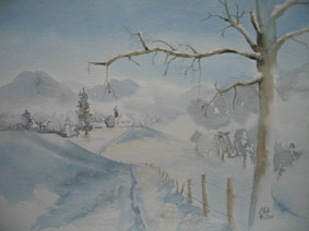 Aquarellbild Winterlandschaft