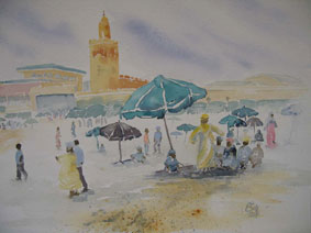 Aquarellbild Marrakesch