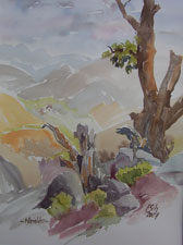 Aquarellbild Wacholderbaum