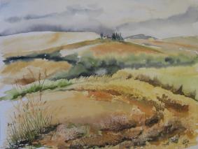 Aquarellbild Bei Volterra