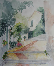 Aquarellbild Gasse in Levanto