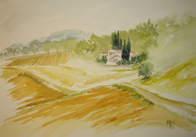 Aquarellbild Im Chianti