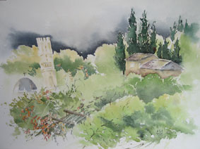 Aquarellbild In Italien