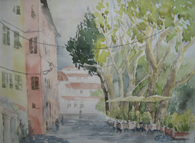 Aquarellbild In Lucca