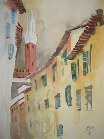 Aquarellbild Siena 1