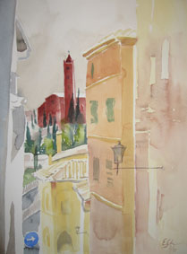 Aquarellbild Siena 2