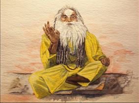 Aquarellbild Sadhu