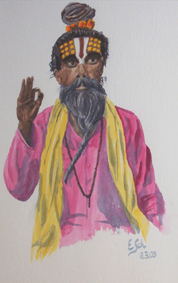 Aquarellbild Sadhu